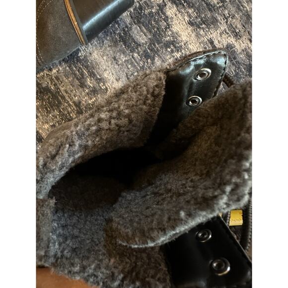 Nine West Boots Phaedra Gray Suede Block 4” Heel Size 8M Faux Fur Lined Lace Up - Picture 8 of 9